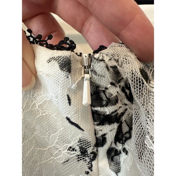 Marchesa Notte Off Shoulder Floral Lace Tiered Dress Size 4 - Picture 9 of 12